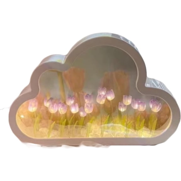 LINLIN Cloud Tulip lamp, Cloud Tulip Mirror Light, Tulip Lamps for Bedrooms, Handmade Furniture Decoration Simulation Flower