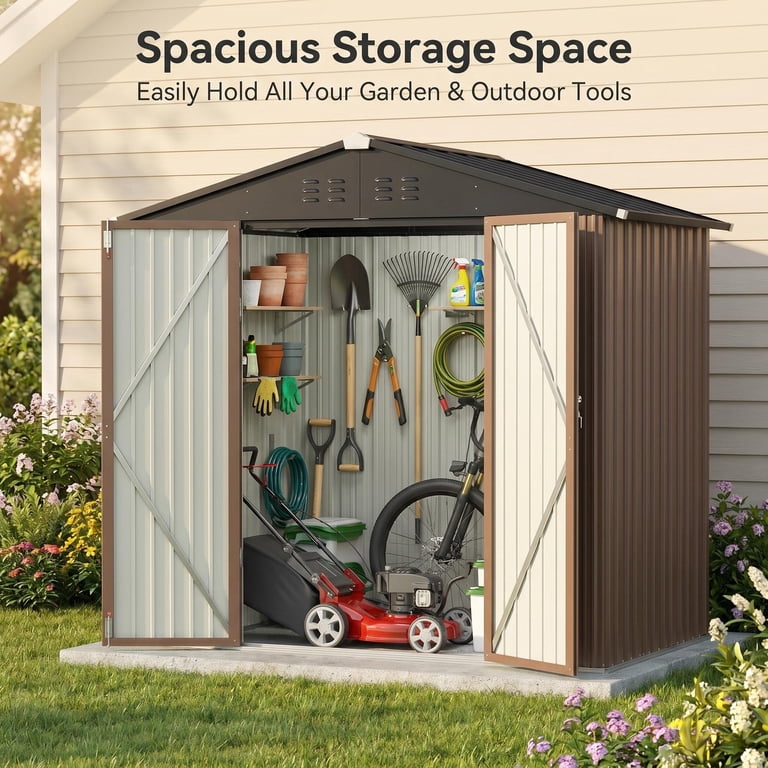 Lofka 6 x 4 FT Outdoor Storage Shed, Tools Storage Garden Shed
