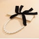 thumbnail image 5 of Collar con nudo de cinta negra de perlas de imitación, cadena de clavícula, collar de perlas de moda europea y americana,, 5 of 5