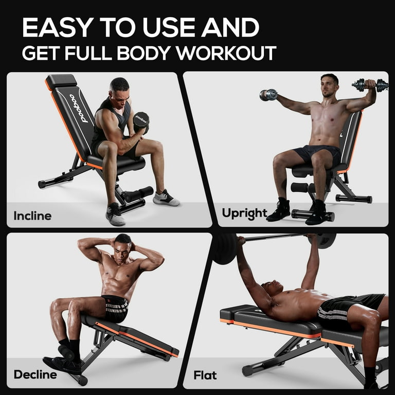 Pooboo Multifunctional Fitness Exercise Weight Bench Adjustable Incline Foldable 800lbs Capacity Home Gym Walmart