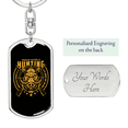 thumbnail image 2 of Problem Solve Hunter'S Keychain Stainless Steel or 18k Gold Dog Tag Keyring, 2 of 10