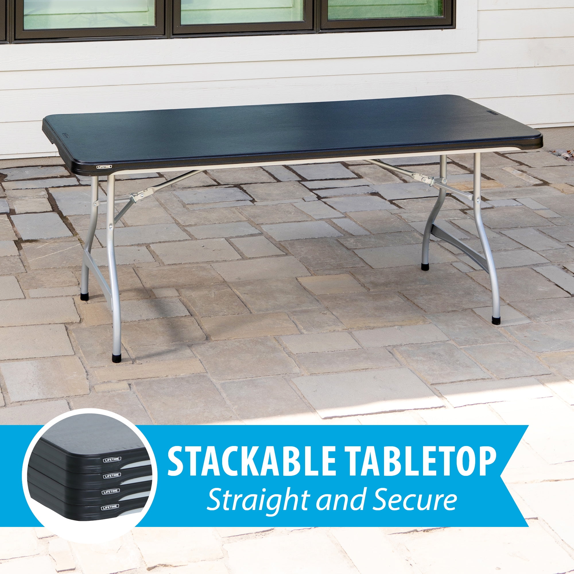 Lifetime 6 ft. Nesting Rectangle Folding Tables, Indoor/Outdoor, Black, 4 Pack (480350)