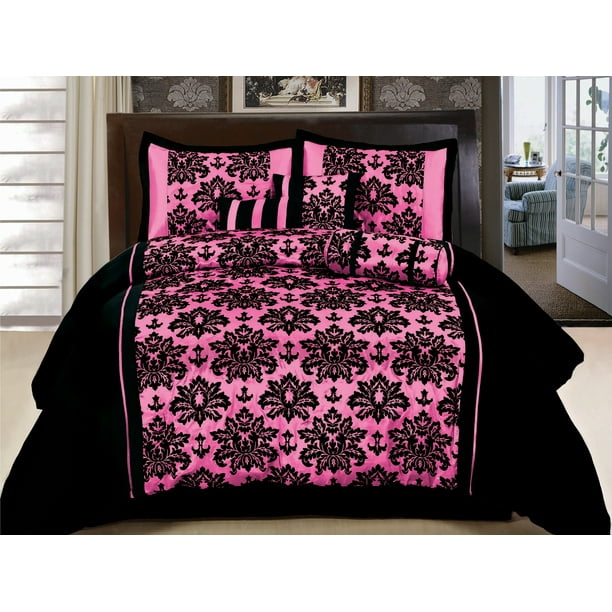 Queen Hot Pink Black, Hot Pink And Black Bedding Sets