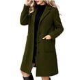 thumbnail image 5 of Vixolx Womens Mid Length Coat Notched Lapel Single Breasted Overcoat with Patch Pockets Fall Winter Business Casual Outerwear, 5 of 7