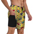 thumbnail image 2 of Yiaed 90s Audio Tape Print Mens Swim Trunks Bathing Suit Compression Liner Beach Swim Shorts Swimwear Quick Dry Zipper Pocket No-Chafing Board Short-XX-Large, 2 of 6