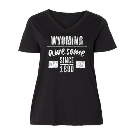 

Inktastic Wyoming Awesome Since 1890 Women s Plus Size V-Neck