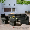 thumbnail image 3 of Patiojoy 8PCS Patio Conversation Set Sectional Sofa Set, All-Weather PE Rattan, Tempered Glass Table & Washable Cushion Covers, 3 of 7