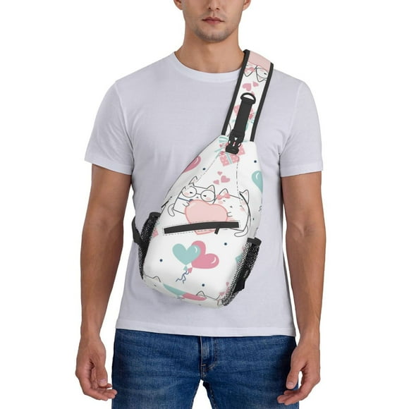 ZICANCN Crossbody Sling Bags for Women Men,Cartoon Cats Hearts Casual Shoulder Backpacks for Hiking Daypacks
