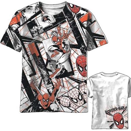 Spider-Man Red All-Over Belt Print White Mens (Best Oversized White T Shirt)
