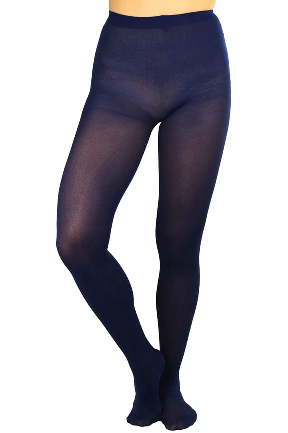 Women's Opaque Full Footed Panty Hose Leggings Tights Hosiery - Navy - One Size: Regular