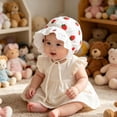 thumbnail image 7 of Wxirdiow Infant Girl Sun Hats Baby Girl Soft Breathable Bonnet Newborn Infant Eyelet Beanie Sun Hat with Lace Ruffle Trim Red Size,0-2 Years, 7 of 7