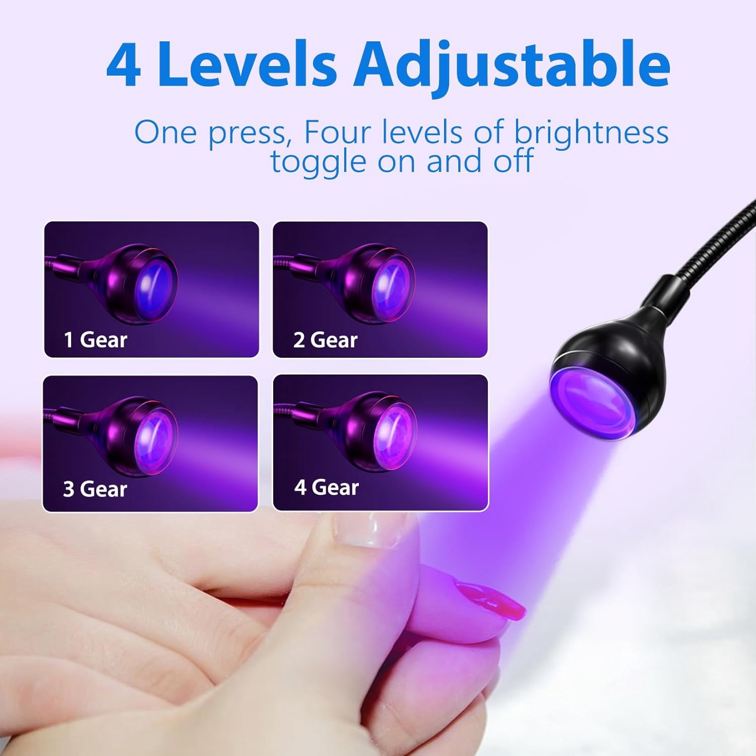 KOMI LED Nail Lamps 3W Flexible Gooseneck Lamp Quicky Dry Double-Headed Nail Manicure Dryer Gel Polish Curing Light Plug Play Portable Flash Cure Light for Gel Nails Home DIY Nail Tools