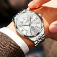 thumbnail image 5 of OLEVS Watches for Men Business Dress Analog Quartz Date Stainless Steel Easy Read Waterproof Luminous Luxury Casual Mens Wrist Watches Reloj Para Hombre Gold/Silver/Blue, 5 of 13