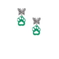 thumbnail image 2 of Delight Jewelry Acrylic Small Paw Green Silvertone Antiqued Butterfly Post Earrings, 2 of 4