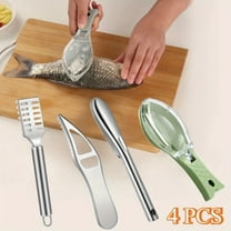 4 Pieces Stainless Steel Fish Scale Remover Cleaner Kitchen Scaler Fish Skin Graters Cleaning Peeler Scaler Scraper with Bottle Opener for Kitchen Cleaning Tools