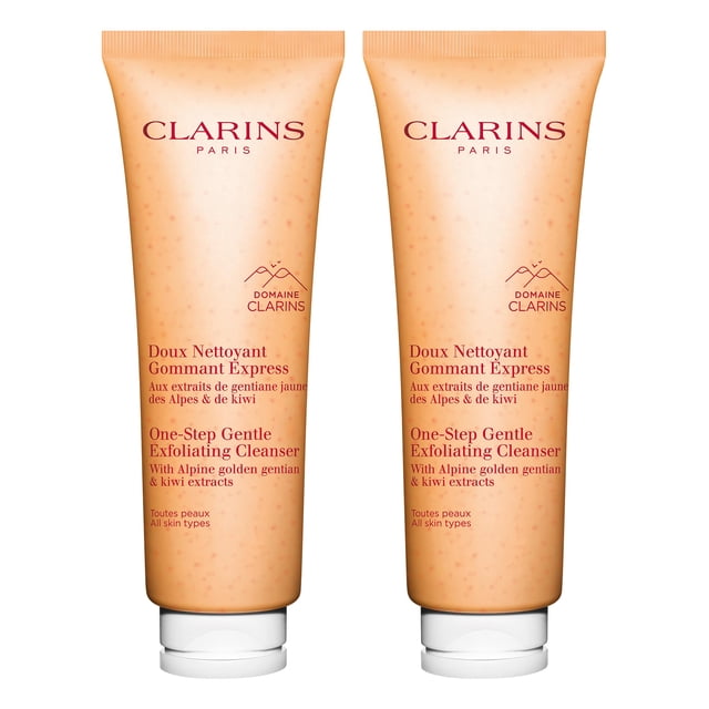 Limpiador Clarins, exfoliante suave en un solo paso, 125 ml (paquete de 2)