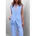 thumbnail image 3 of Conjunto de Traje PRETTYGARDEN Blazer sin Mangas y Pantalones Palazzo Azul Claro M, 3 of 7