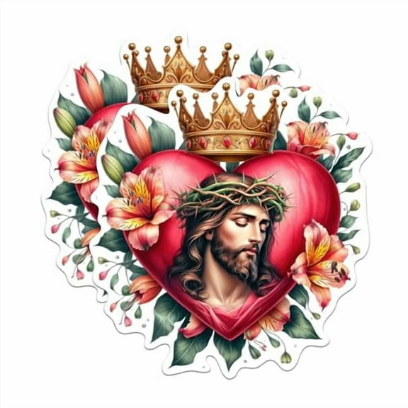 (2 Pack) Sacred Heart of Jesus Magnets - Jesus King of Hearts - Christian Faith - 5" On Longest Side - Premium Magnet - for Cars, Refrigerators, Toolboxes, Lockers - Made in USA - MAG0434