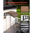 thumbnail image 4 of Brown 38x40 in Polycarbonate Door Canopy for Front Entrance Exterior Awning with Drainage ABS Bracket Rain Snow Sun Protection Overhang for Porch Patio, 4 of 12