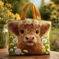 thumbnail image 6 of Vintage Quilted Tote Bag Women Lightweight Travel Bag Purse Cotton Shoulder Tote Bag-The Cow and the Dandelion, 6 of 7