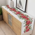 thumbnail image 4 of Christmas Poinsettia Table Runner 60 Inches Long Farmhouse Dress Scarves, Xmas Cardinal Pine Cone Branches Dining Tablerunner for Coffee Table/Kitchen Island/Party Décor, 13" x 60", 4 of 8