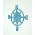 thumbnail image 2 of Mur Suspendu de Rose de Boussole Nautique en Fonte Bleue Patinée, 2 of 3