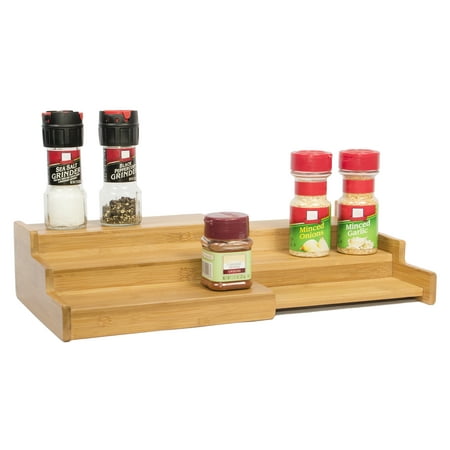 Spice Cabinet Organizer Bamboo Expandable 3-Tier Spice Rack and Cabinet Organizer by Trademark Innovations ()