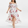thumbnail image 2 of Pntutb Womens Clearance,Plus Size Women's Casual Short Sleeve Cold Shoulder Boho Flower Print Long Dress, 2 of 6