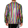 thumbnail image 3 of INSPIRE CHIC Holographic Jacket for Men's Metallic Long Sleeve Stand Collar Party Disco Shiny Jackets S Multicolor, 3 of 5