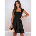 thumbnail image 5 of Women's Sleeveless Square Neck Smocked Ruffle Backless Boho Short Sundress Dress for Summer Beach Black M, 5 of 9