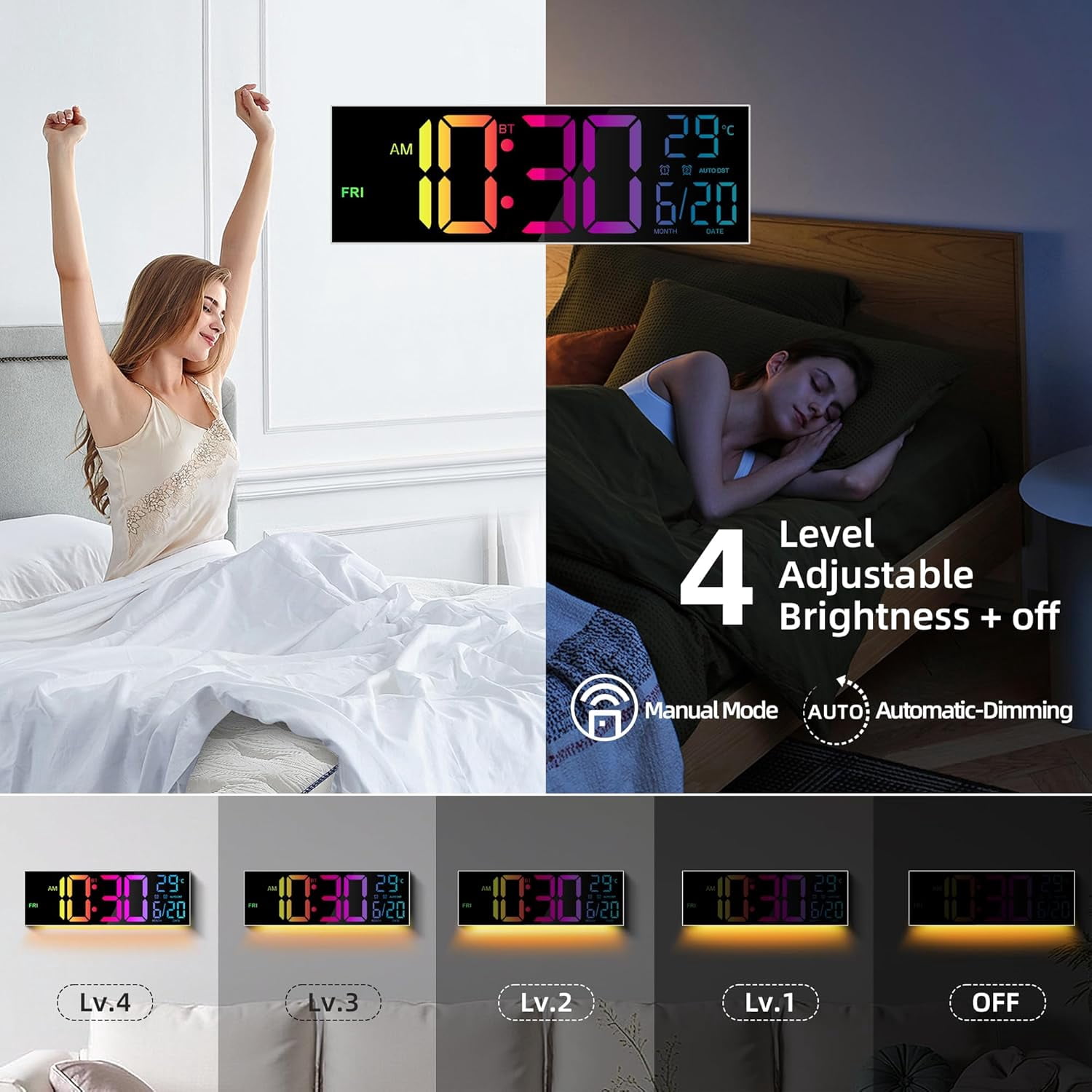 Maxstar Digital Clock for Classroom with Large Numbers - 16 Inch Battery Operated Wall Clock, Easy to Read Display for School, Office, Home Kitchen