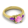 thumbnail image 3 of 2.50 Ct Stylish Round Cut Pink Sapphire & Amethyst Gemstone Three Stone Ring for Anniversary Gift Solid 18K Yellow Gold Size 8 by Diamond-Capitals, 3 of 8