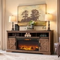 thumbnail image 4 of OKD Farmhouse Fireplace TV Stand for 80" TV, Highboy Entertainment Center with 36" Electric Fireplace, Media Console with Sliding Barn Door for Living Room, Reclaimed Barnwood, 4 of 8