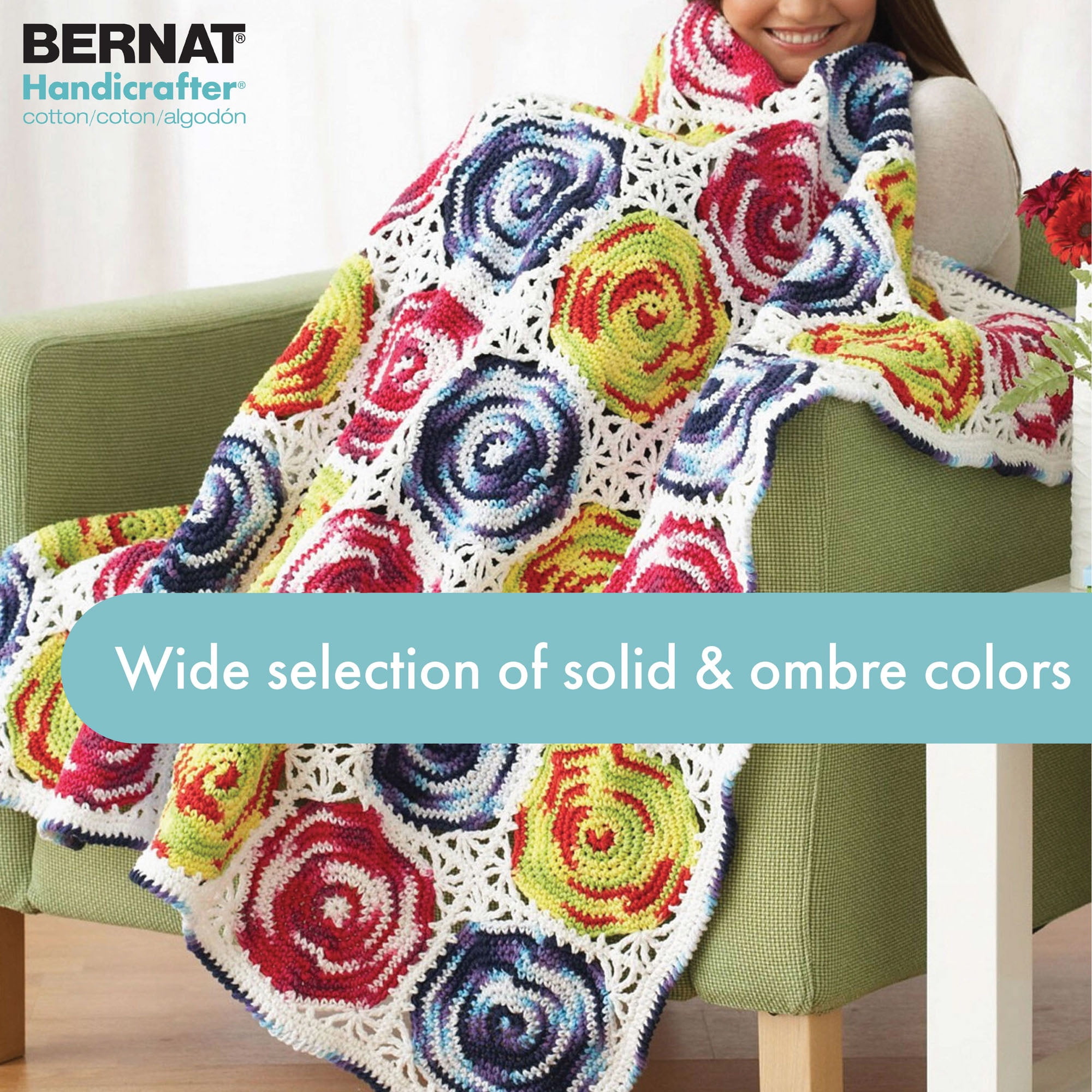 Bernat® Handicrafter® Ombre Yarn, Cotton #4 Medium, 12oz/340g, 573 Yards, Cotton #4 Medium Yarn