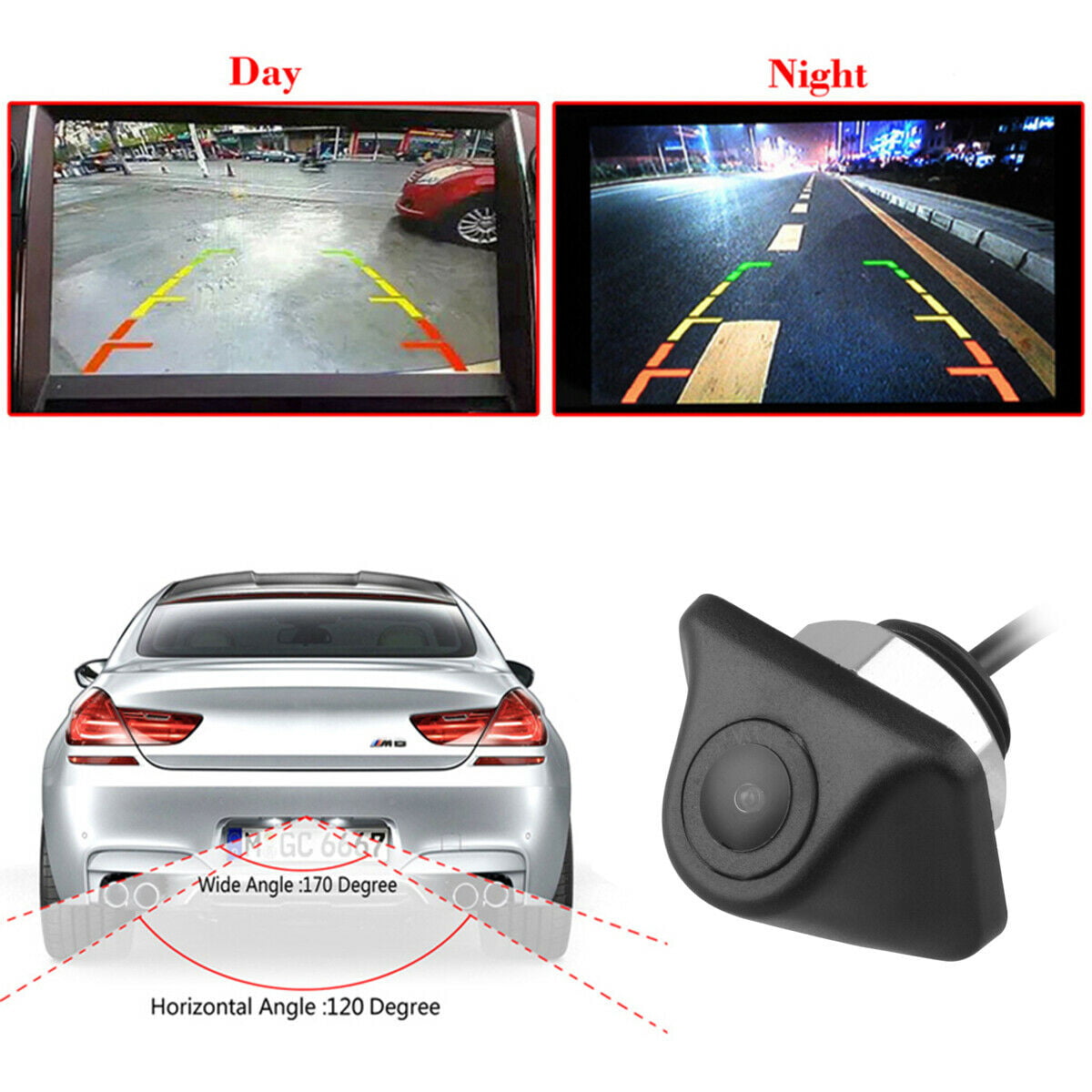 High Light Sensitivity for Nighttime Performance Parking Lane Display Option Voxx ACAM4 HD Wide Angle License Plate Mounted Backup Camera 