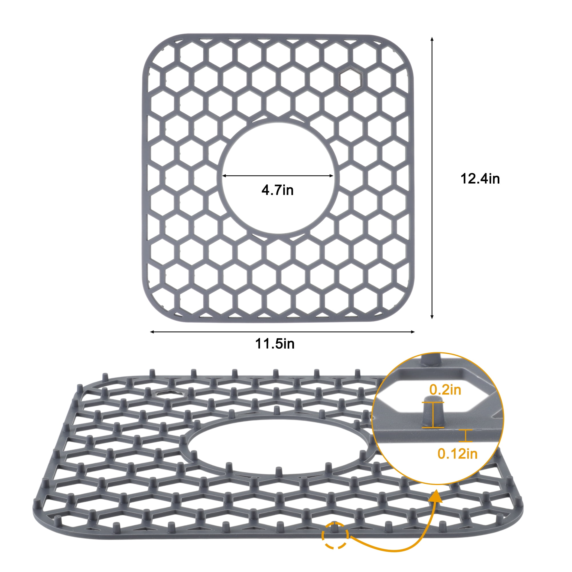 Unique Bargains 2pcs Sink Protectors for Kitchen Sink 12.4"x 11.5" Non-Slip Sink Mats Heat-Resistant to 500°F Sink Grid for Stainless Steel Sinks Dishwasher Safe Gray