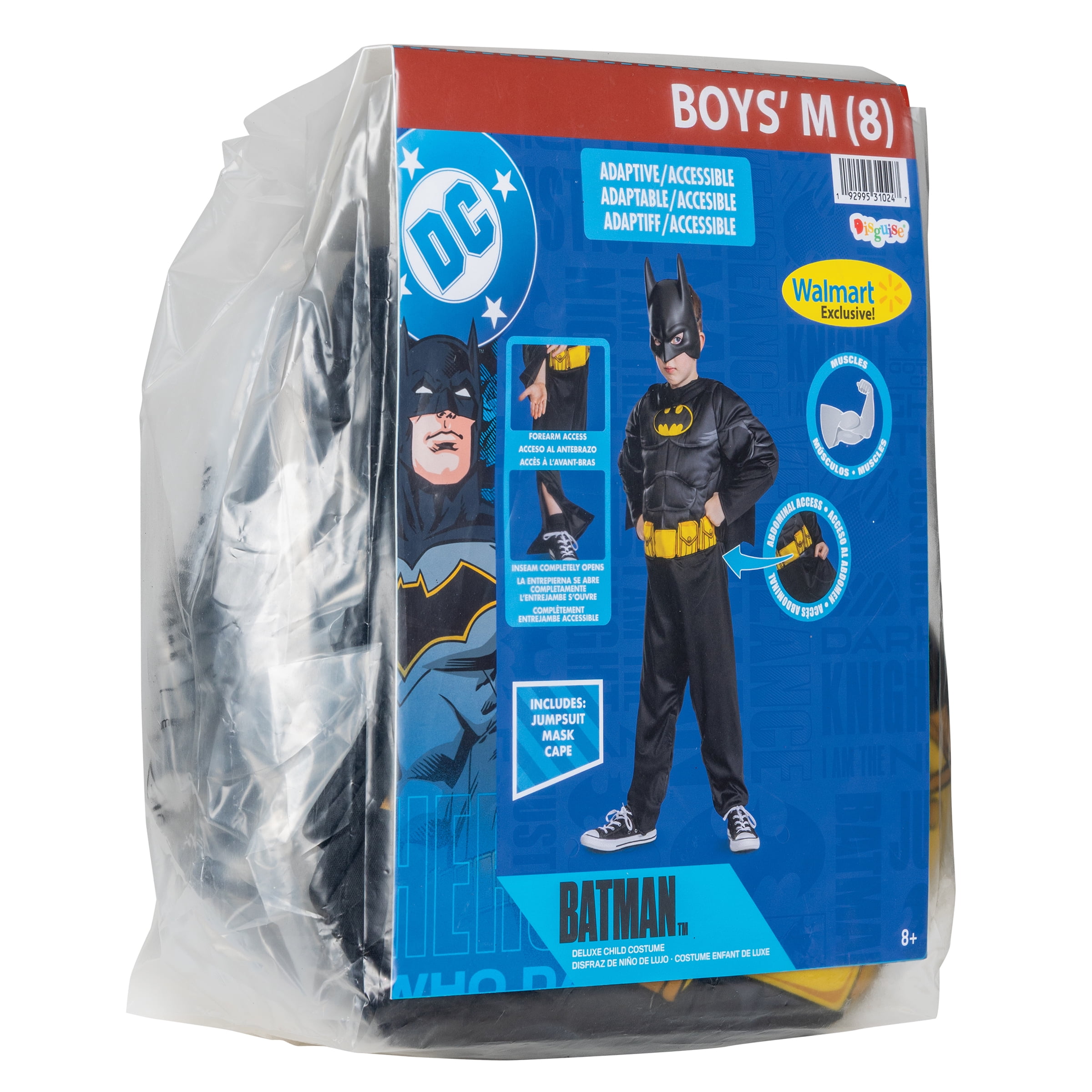 Warner Bros. Batman 'Batman' Adaptive Halloween Costume for Children, Boys Size M (8), by Disguise