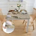 thumbnail image 2 of HAOXIT Square Seashells on Sand Table Cloth Marine Nature Sand Table Cover for Dining Room Kitchen Decoration 36*36, 2 of 7