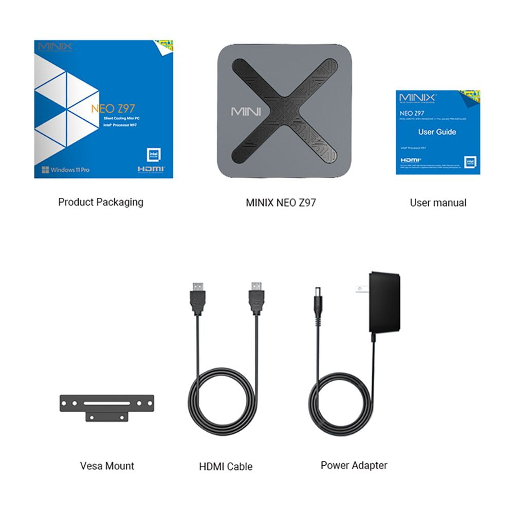 Intel® Processor N97 Mini PC – Triple 4K Display Support, 12GB LPDDR5X Memory, 512GB NVMe SSD, Wi-Fi 6 & Bluetooth 5.2 for High-Performance and Compact System NEO Z97