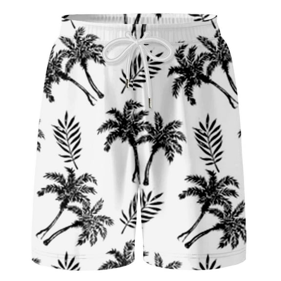 Hiijoy Little Boys Hawaii Beach Shorts Coconut Tree Prints Elastic Waist Shorts, Sizes 6-7Y