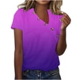 thumbnail image 3 of SROBPTY Womens T-Shirts Print V Neck Short Sleeve Button Loose Breathable Summer Tops for Casual Wear, 3 of 5