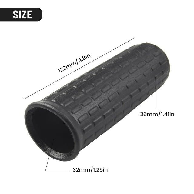 2 Pcs Poignées en Caoutchouc pour Brouette, Tubes Ronds Poignées de Remplacement Noires 122 x 32 mm