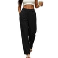thumbnail image 2 of ZHYou No Boundarie Womens Dress Pants High Waist Single Button Pleated Wide Leg Office Work Trousers with Side Pockets,Black,Size M, 2 of 7