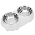 thumbnail image 2 of Cuencos dobles antideslizantes de acero inoxidable para mascotas, alimentador de agua para alimentos domésticos para mascotas medianas y pequeñas (M blanco), 2 of 5