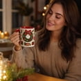 thumbnail image 6 of Novryn Christmas Coffee Mug, 2D Ceramic Cup With Raised Wreath Design for Coffee and Milk, 10 oz, Red, 6 of 7