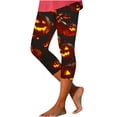 thumbnail image 3 of Danhjin Women's Halloween Leggings Capris High Waist Print Yoga Pants Casual Fashion Slim Stretchy Workout Running Gym Trousers, 3 of 8