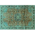 thumbnail image 1 of Ahgly Company Machine Washable Indoor Rectangle Persian Turquoise Blue Traditional Area Rugs, 5' x 8', 1 of 4