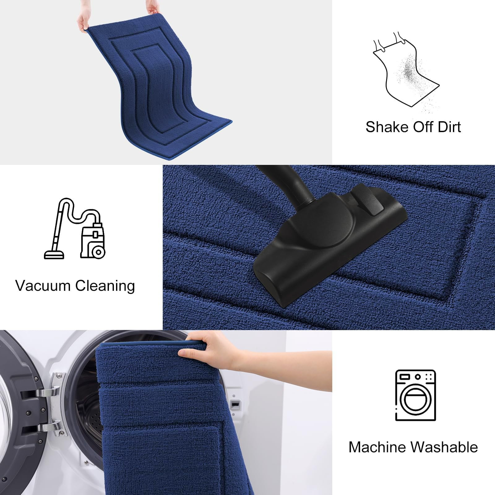 Buganda Door Mat for Inside, Absorbs Moisture and Low Profile Doormat Outdoor, Dirt Trapper Rugs for Entryway, 20"x30", Navy Blue