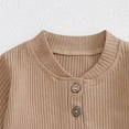 thumbnail image 5 of mgoYE Newborn Baby Boy Clothes Toddler Ribbed Knit Cotton Long Sleeve Romper Long Pant Preemie Color Block Outfits with Hat(Coffee,12-18 Months), 5 of 7