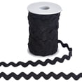 thumbnail image 1 of 1 Roll 25 Yards RIC Rac Trim Ribbon 0.4 inch/10mm Black Rick Rack Wave Sewing Bending Fringe Trim Woven Fabric for Sewing Flower Making Wedding Dress Party Lace Ribbon Craft, 1 of 9
